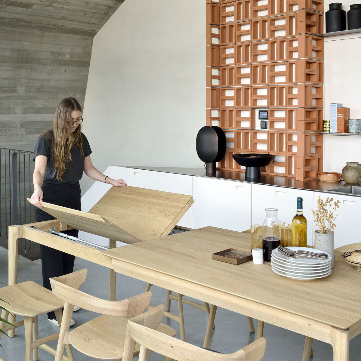 Table à rallonge Bok en chêne - L 160/240 cm 5