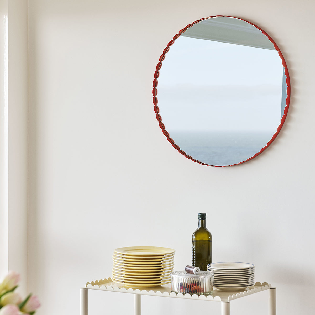 Miroir Arcs Rond - Ø 60 cm - Rouge 7