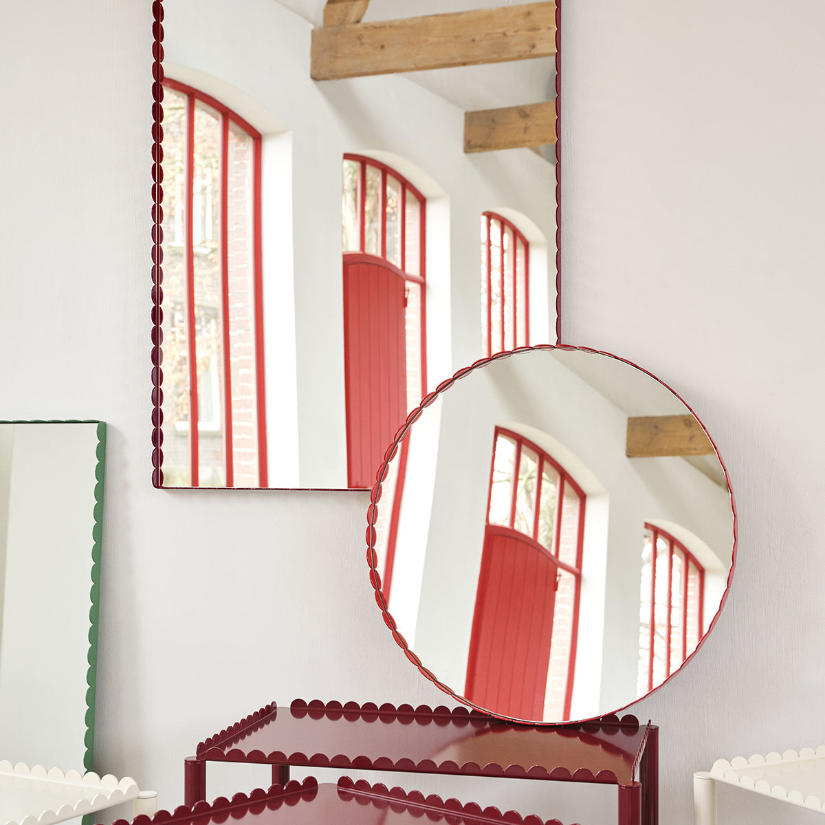 Miroir Arcs Rond - Ø 60 cm - Rouge 4