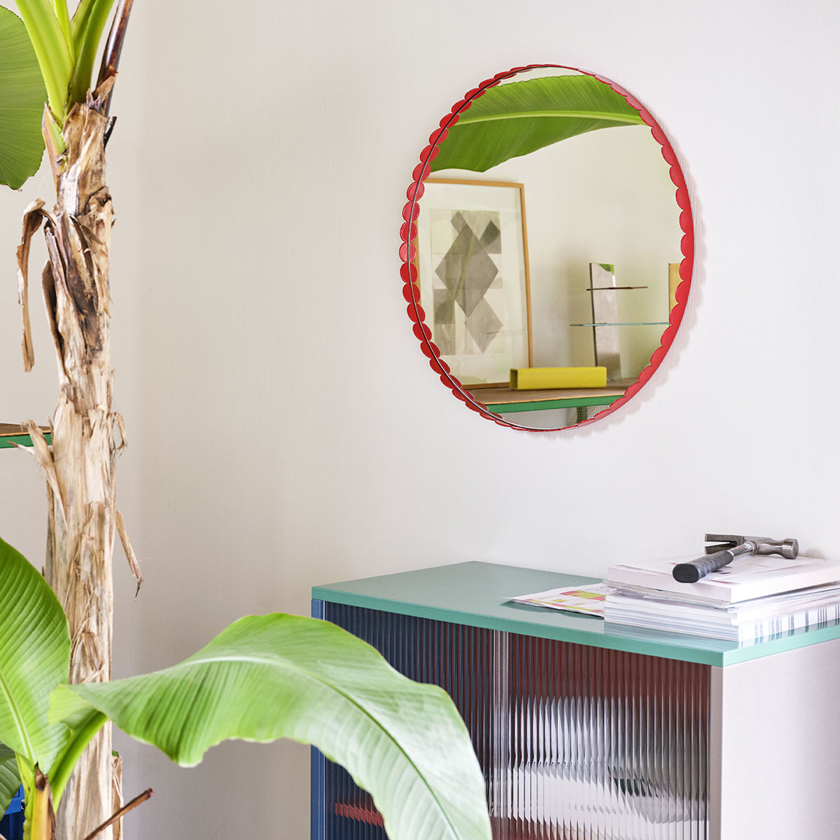 Miroir Arcs Rond - Ø 60 cm - Rouge 6