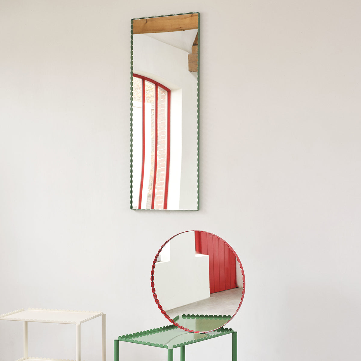 Miroir Arcs Rond - Ø 60 cm - Rouge 8