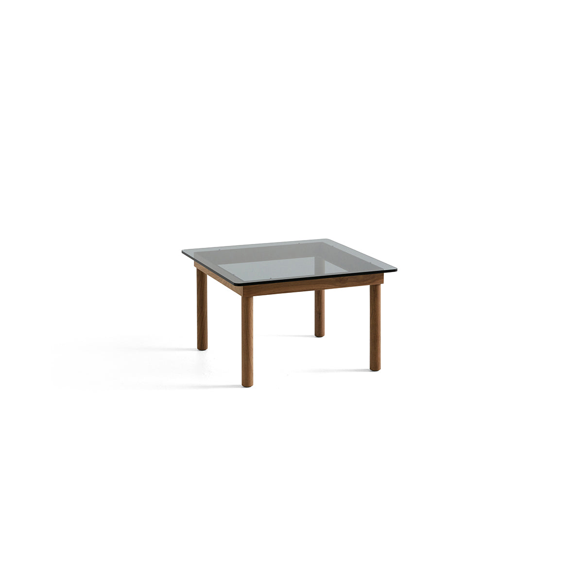Table basse Kofi Noyer Massif & Verre Teinté Gris - l 60 x L 60 x h 36 cm