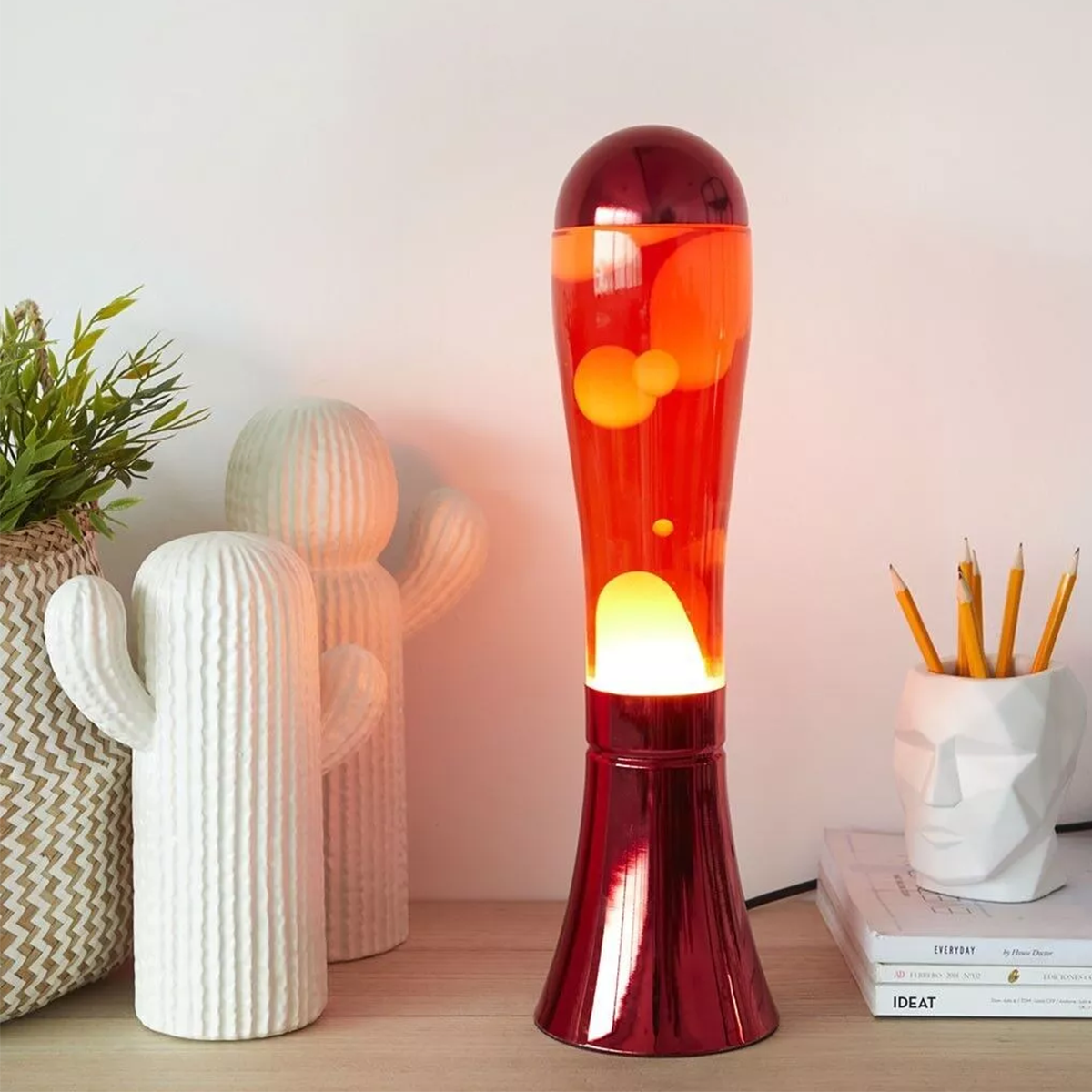 Lampe Lava Magma Rouge & Aluminium 2