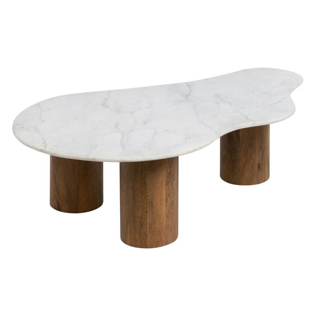 Table basse - Marbre blanc / bois - 135 x 80 x 35 cm